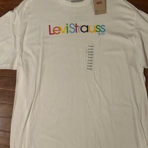 NWT Men’s XXL Levi Strauss White T-Shirt with Multicolor Logo
